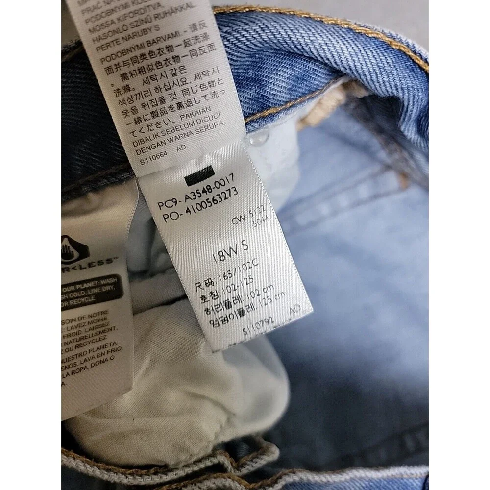 Levis 501 Jeans Womens 18P Short 40x24‎ Blue Button Fly Cotton Frayed Distressed